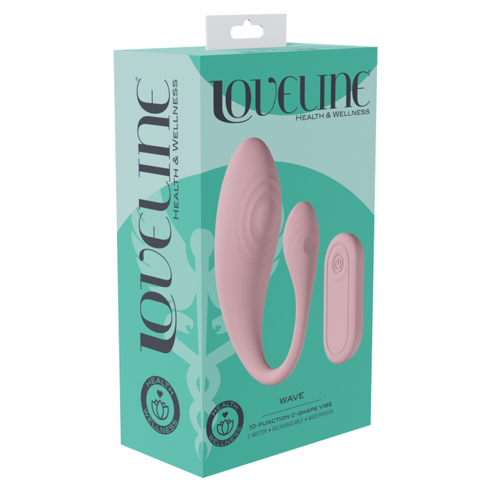 Loveline Wave C-Shape Vibe W/ Remote Pink 1 Loveline Wave C-Shape Vibe W/ Remote Pink