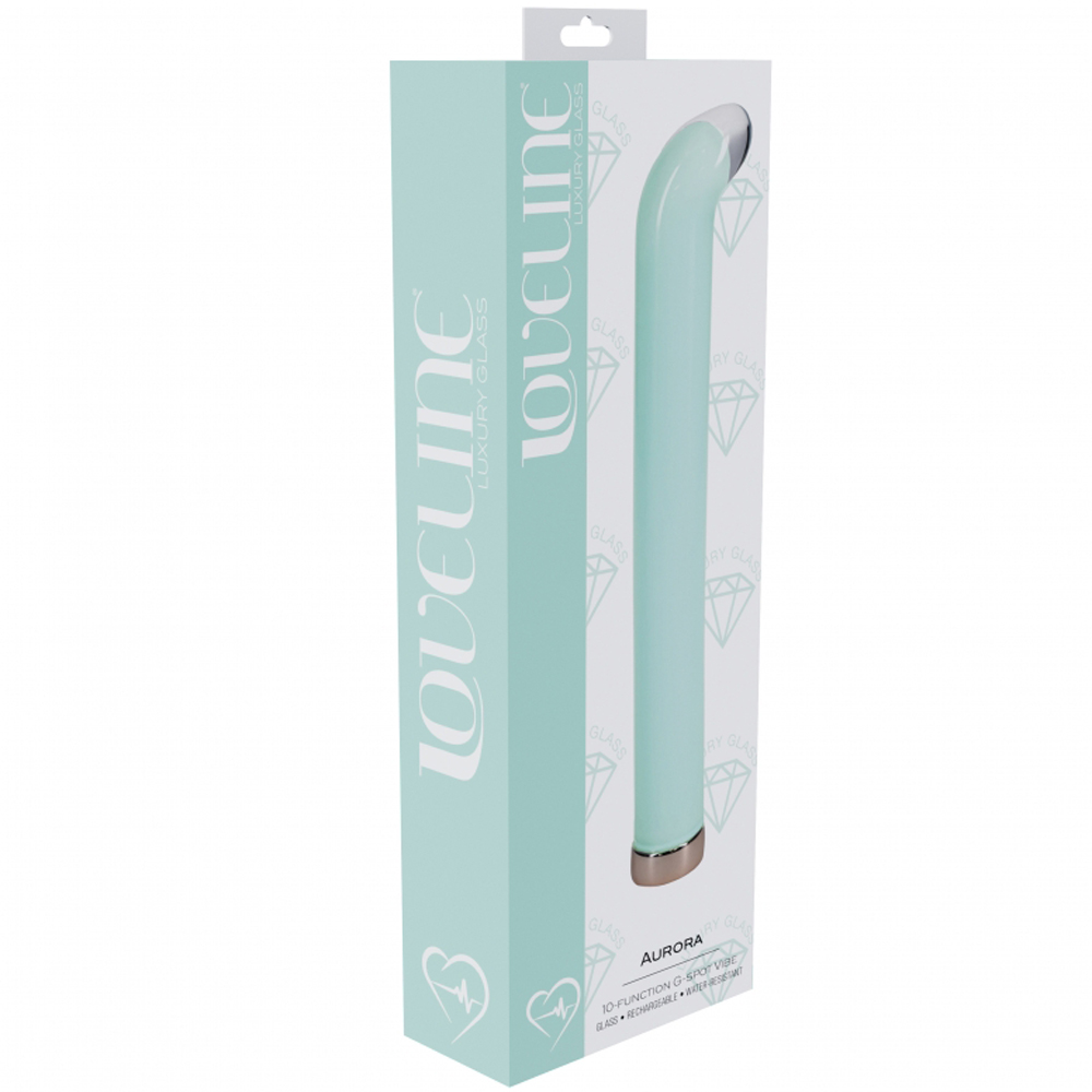 Loveline Aurora 6.3" G-Spot Glass Vibrator Green 1 Loveline Aurora 6.3" G-Spot Glass Vibrator Green