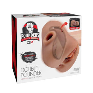 Pdx Plus Double Pounder Vibrating Squeeze Stroker Brown