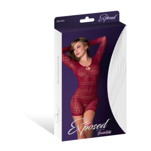 Seamless Long Sleeve Romper Burgundy One Size