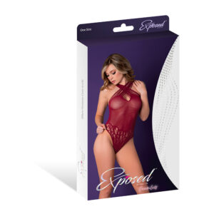 Seamless Crotchless Teddy Burgundy One Size