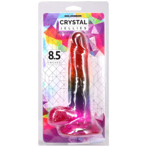 Crystal Jellies 8.5 Inch Realistic Cock With Balls Rainbow