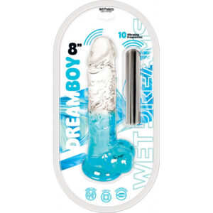 Wet Dreams Dream Boy Jelly Dildo Clear/Aqua Gradient 8"