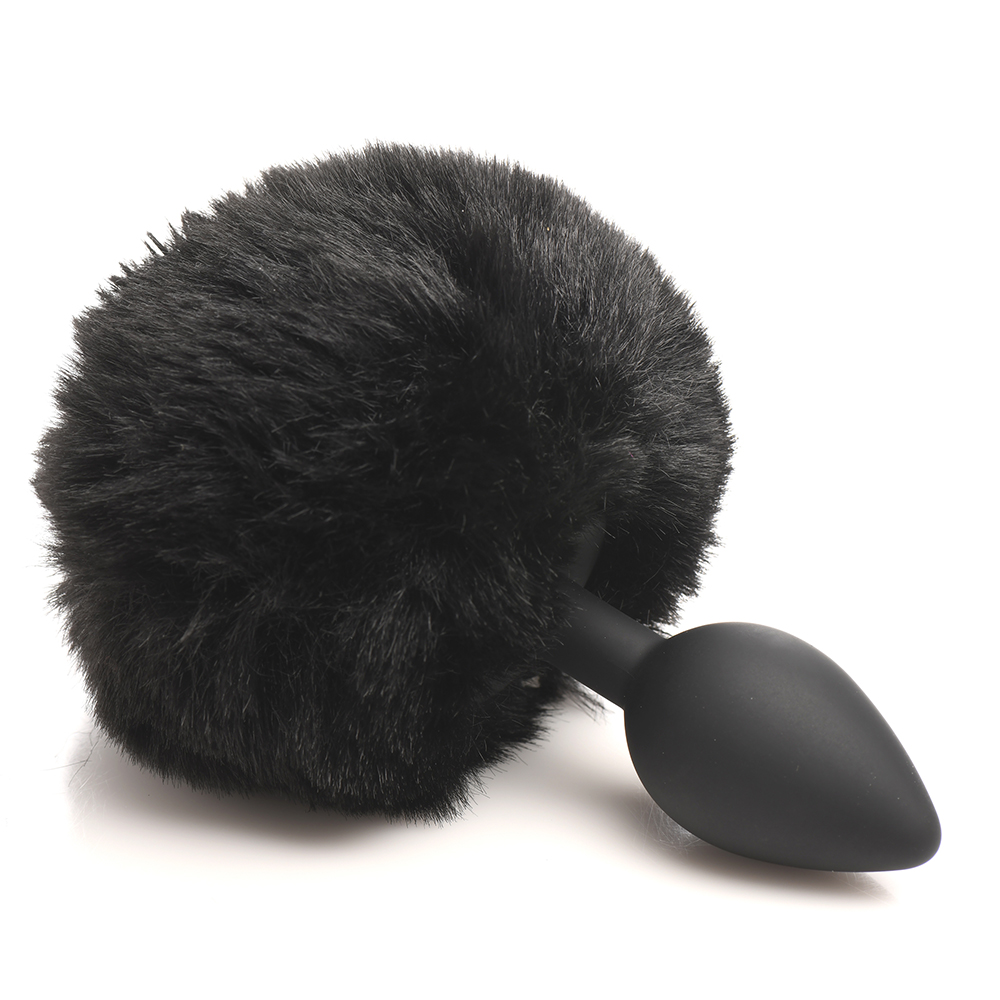 Tailz Fluffy Bunny Tail Silicone Plug Black 2 Tailz Fluffy Bunny Tail Silicone Plug Black - Image 2