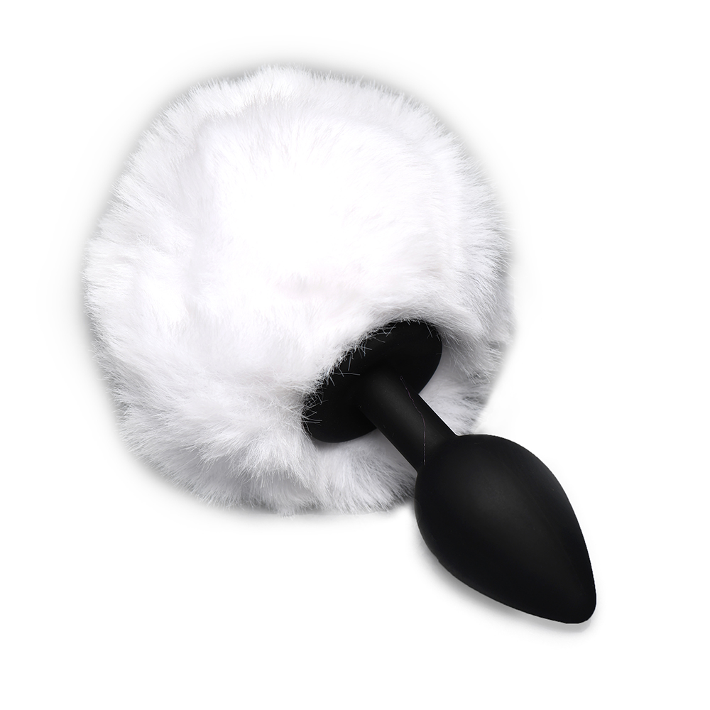 Tailz Fluffy Bunny Tail Silicone Plug White 2 Tailz Fluffy Bunny Tail Silicone Plug White - Image 2
