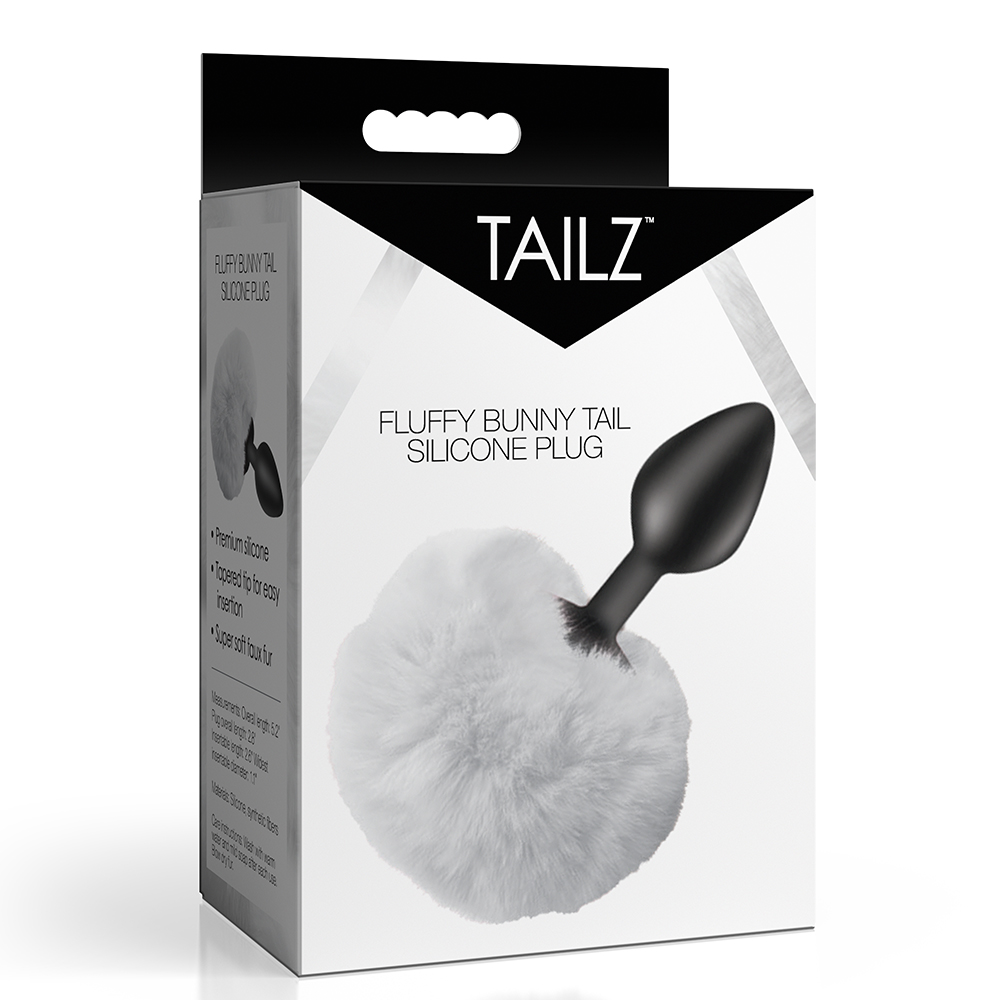 Tailz Fluffy Bunny Tail Silicone Plug White 1 Tailz Fluffy Bunny Tail Silicone Plug White