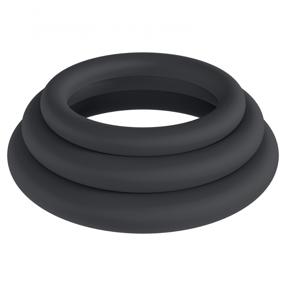 Levelz Classic Silicone Cock Ring Set XS/S/M Black 1 Levelz Classic Silicone Cock Ring Set XS/S/M Black