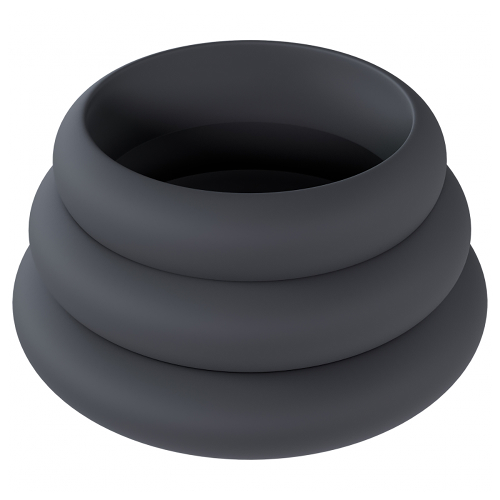 Levelz Wide O Silicone Cock Ring Set 42mm/50mm/55mm Black 1 Levelz Wide O Silicone Cock Ring Set 42mm/50mm/55mm Black