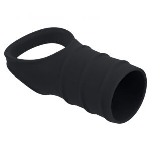 Levelz Silicone Cock Ring & Ribbed Sleeve Black