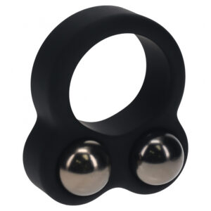 Levelz Liquid Silicone Double Weighted Ball Cock Ring Black