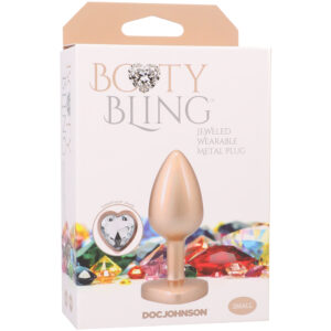 Booty Bling Heart Diamond Jeweled Wearable Metal Plug Small Gold