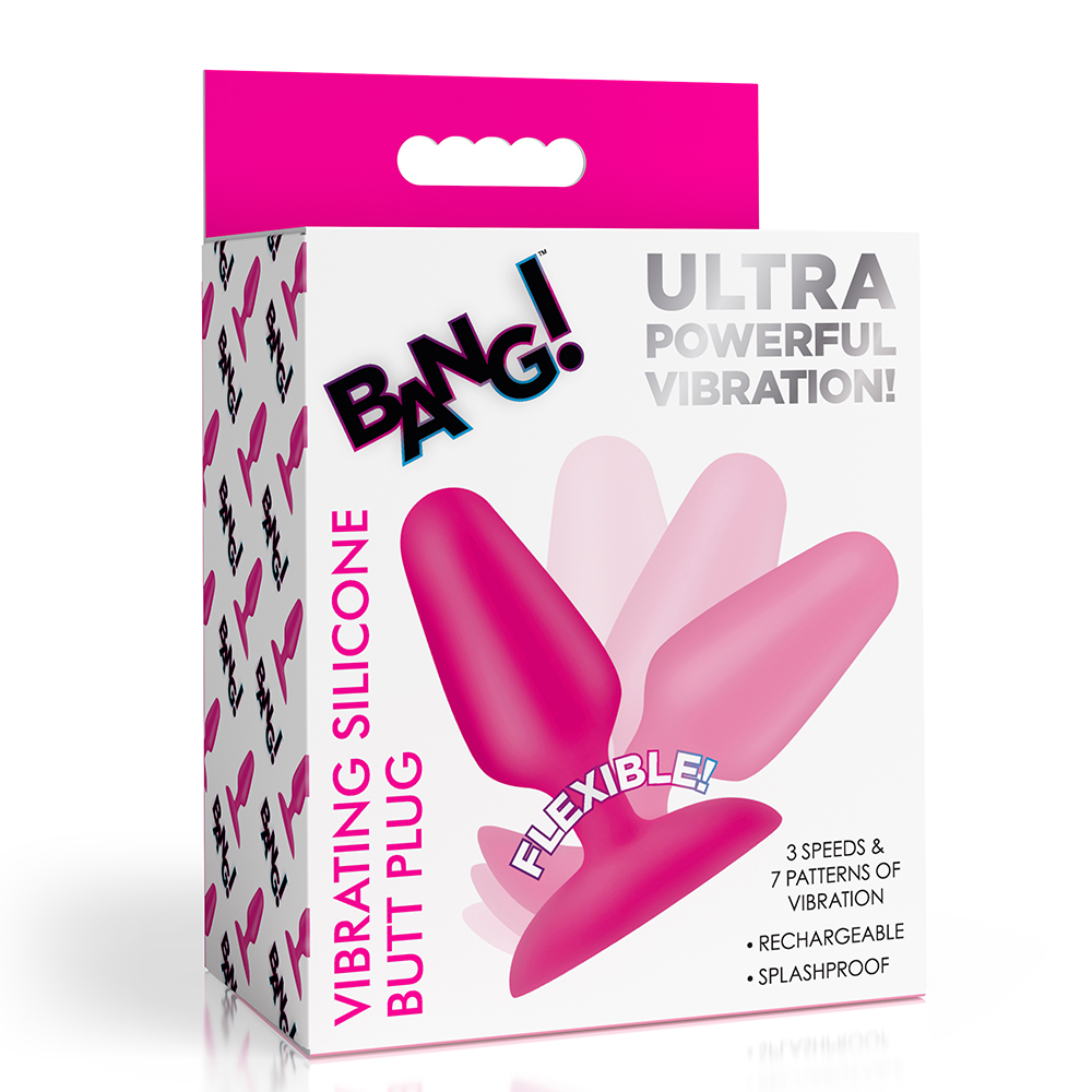 Bang! Flexible Vibrating Silicone Butt Plug Pink 1 Bang! Flexible Vibrating Silicone Butt Plug Pink