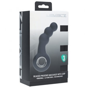 Levelz Vibrating Beaded Silicone Prostate Massager With Loop Black