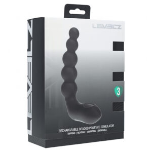 Levelz Vibrating Heating Bendable Tapping Beaded Silicone Prostate Stimulator Black