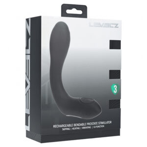 Levelz Vibrating Heating Bendable Tapping Silicone Prostate Stimulator Black