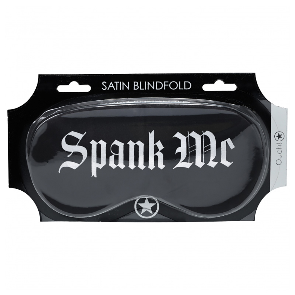 Ouch! Spank Me Printed Mask Satin Black 1 Ouch! Spank Me Printed Mask Satin Black