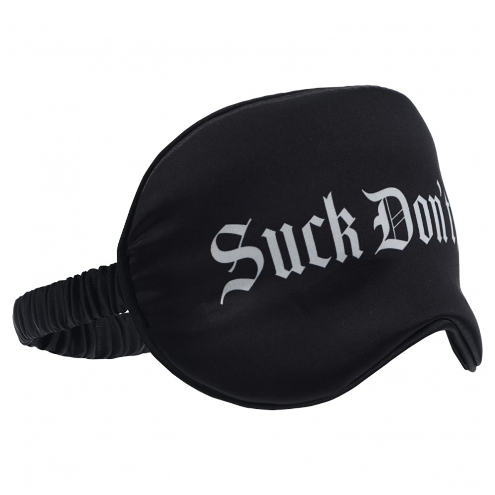 Ouch! Suck Don't Bite Printed Mask Satin Black 2 Ouch! Suck Don't Bite Printed Mask Satin Black - Image 2