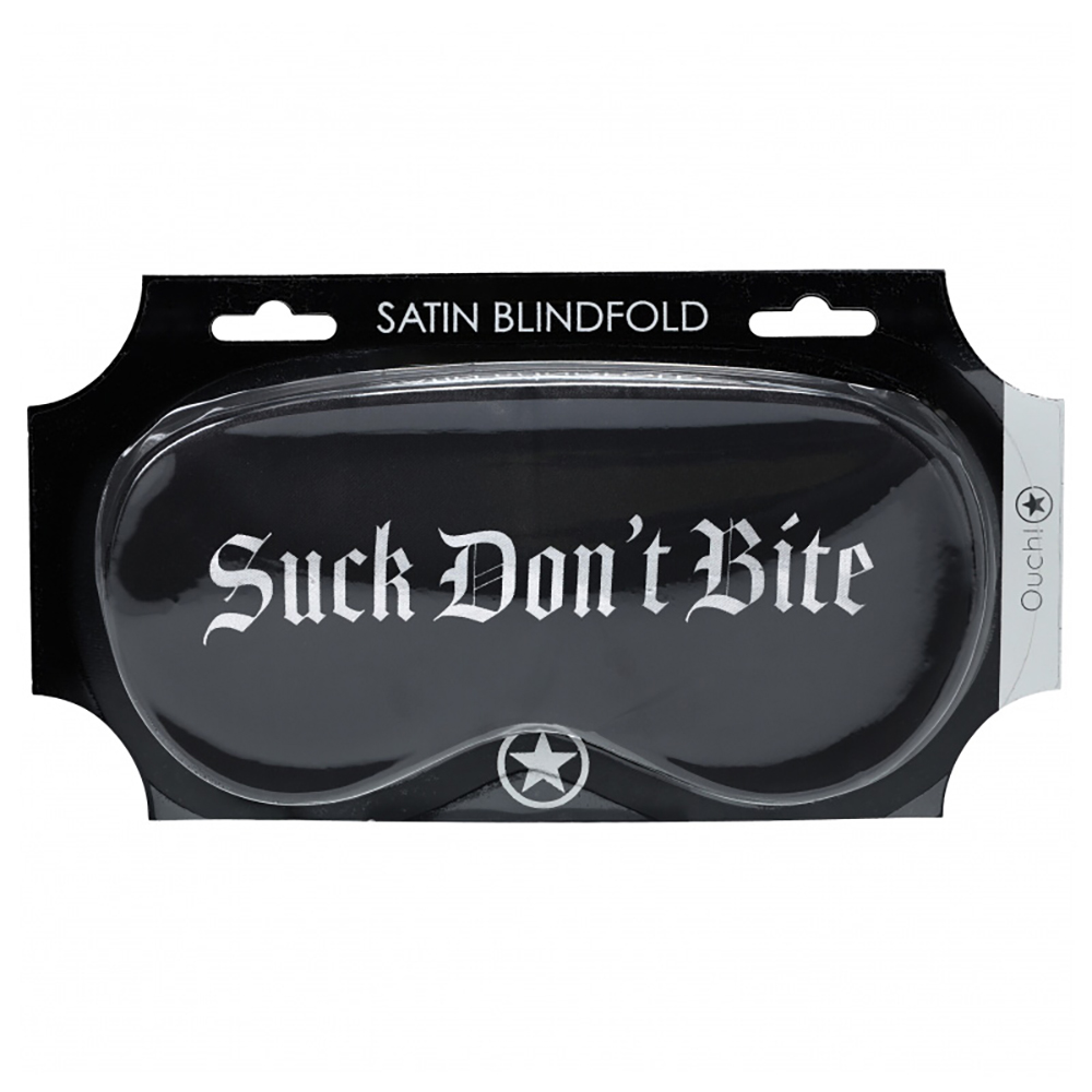 Ouch! Suck Don't Bite Printed Mask Satin Black 1 Ouch! Suck Don't Bite Printed Mask Satin Black