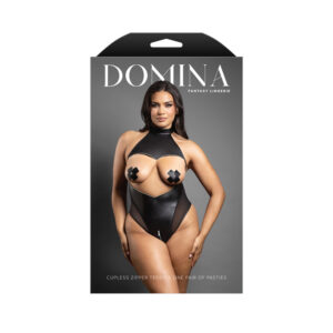 Queen Cupless Zipper Teddy & One Pair Of Pasties Queen Size