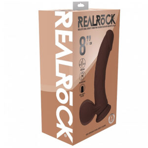 Realrock Rechargeable Dual Layered Vibrating Curved Weighted Balls 8" Brown