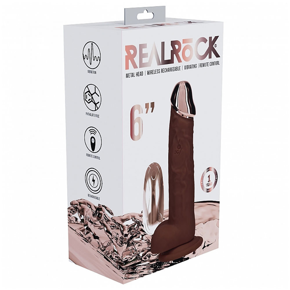 Realrock Rechargeable Metalhead Vibrating Regular Straight With Balls 6" Brown 1 Realrock Rechargeable Metalhead Vibrating Regular Straight With Balls 6" Brown