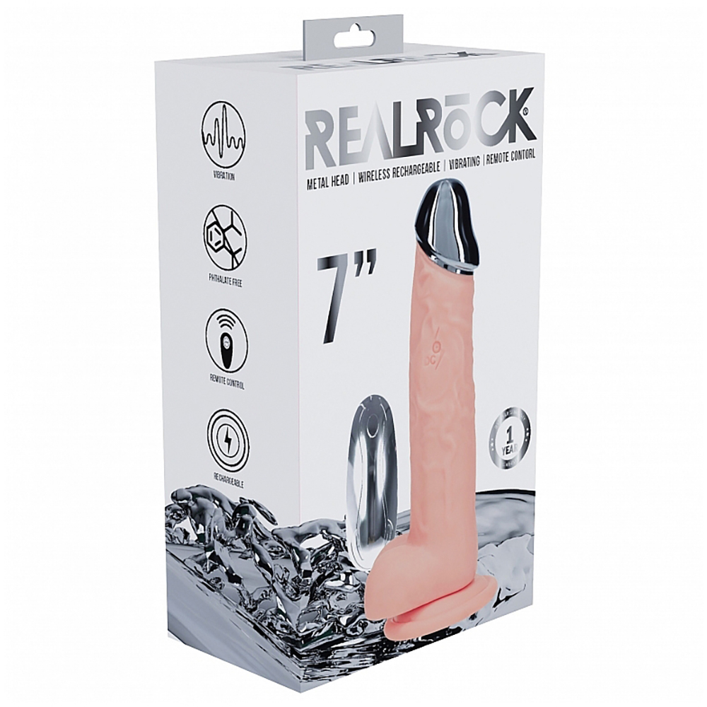 Realrock Metalhead Vibrating Regular Straight Dildo With Balls 7" Flesh 1 Realrock Metalhead Vibrating Regular Straight Dildo With Balls 7" Flesh