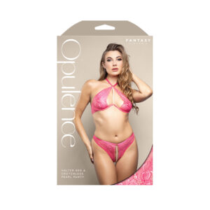 Halter Bra & Crotchless Pearl Panty L/Xl