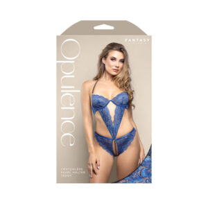 Crotchless Pearl Halter Teddy S/M