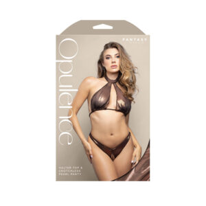 Halter Top & Crotchless Pearl Panty L/Xl