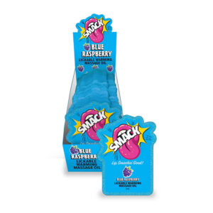Smack Lickable Massage Oil 3 ml. Pouch 36pc Display Blue Raspberry