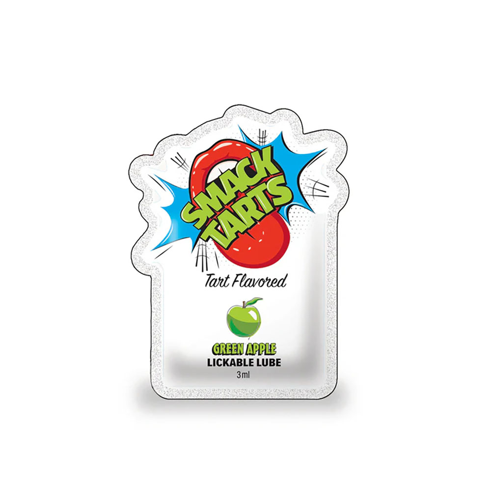 Smack Tarts Lickable Lube Sour Green Apple 3 ml. Pouch 36pc Display 2 Smack Tarts Lickable Lube Sour Green Apple 3 ml. Pouch 36pc Display - Image 2