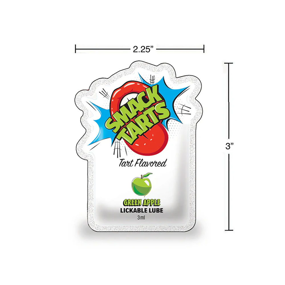Smack Tarts Lickable Lube Sour Green Apple 3 ml. Pouch 36pc Display 3 Smack Tarts Lickable Lube Sour Green Apple 3 ml. Pouch 36pc Display - Image 3