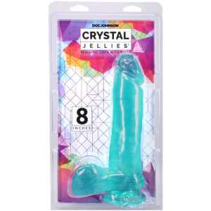 Crystal Jellies 8 Inch Realistic Cock With Balls Teal