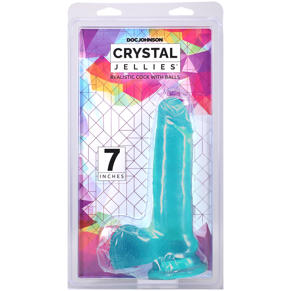 Crystal Jellies 7 Inch Realistic Cock With Balls Teal 1 Crystal Jellies 7 Inch Realistic Cock With Balls Teal