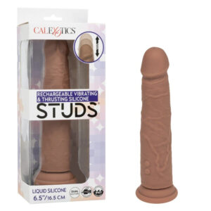 Rechargeable Vibrating & Thrusting Silicone Studs Brown