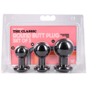 The Classic Round Butt Plug 3 Piece Set Black