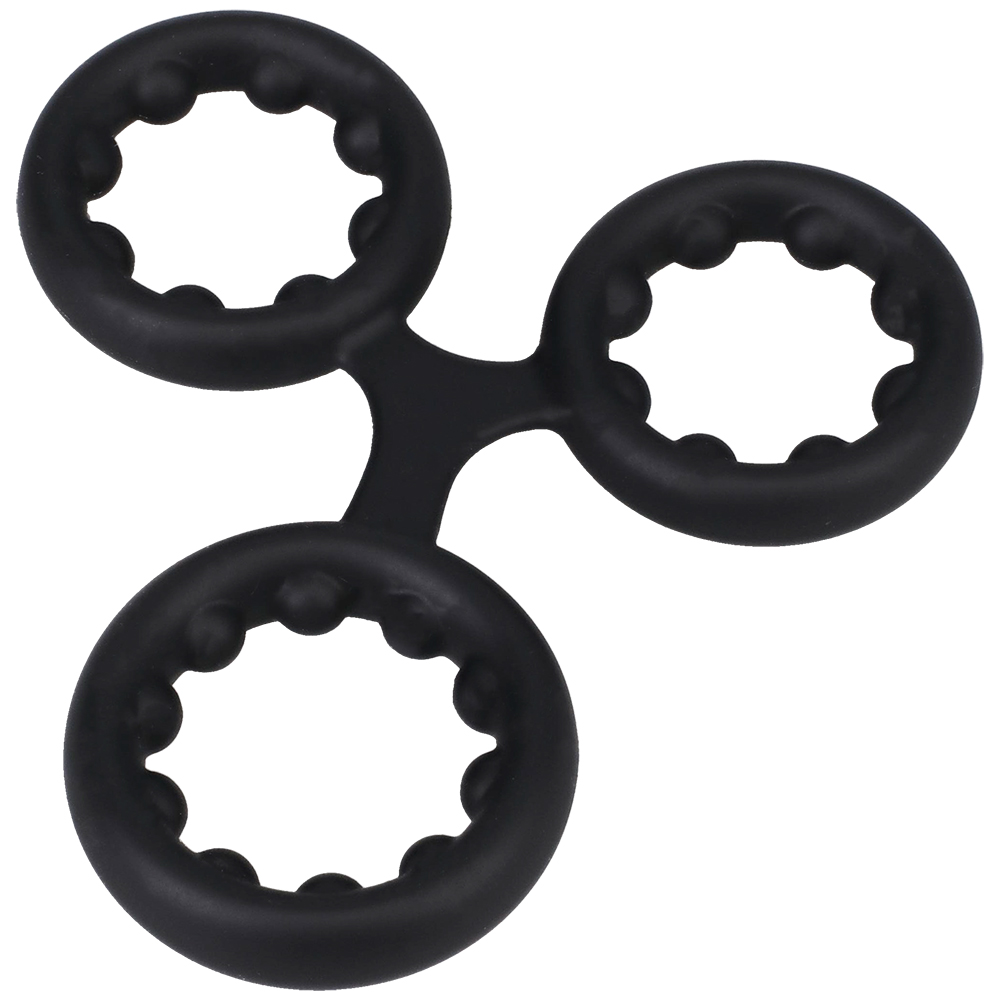 Rock Solid Silicone Triple Stamina Ring With Metal Beads Black 2 Rock Solid Silicone Triple Stamina Ring With Metal Beads Black - Image 2