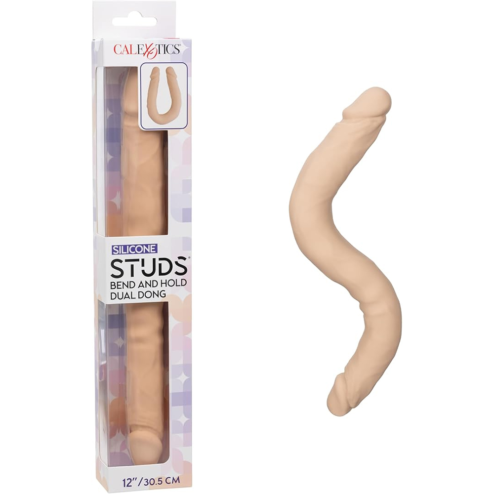 Silicone Studs Bend And Hold Dual Dong 12" Ivory 1 Silicone Studs Bend And Hold Dual Dong 12" Ivory