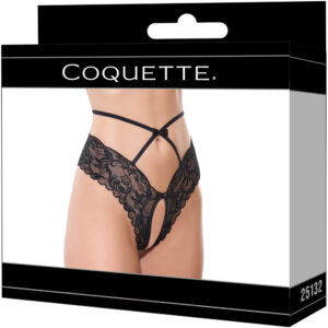 Coquette Open Crotch Lace Panty Black XL