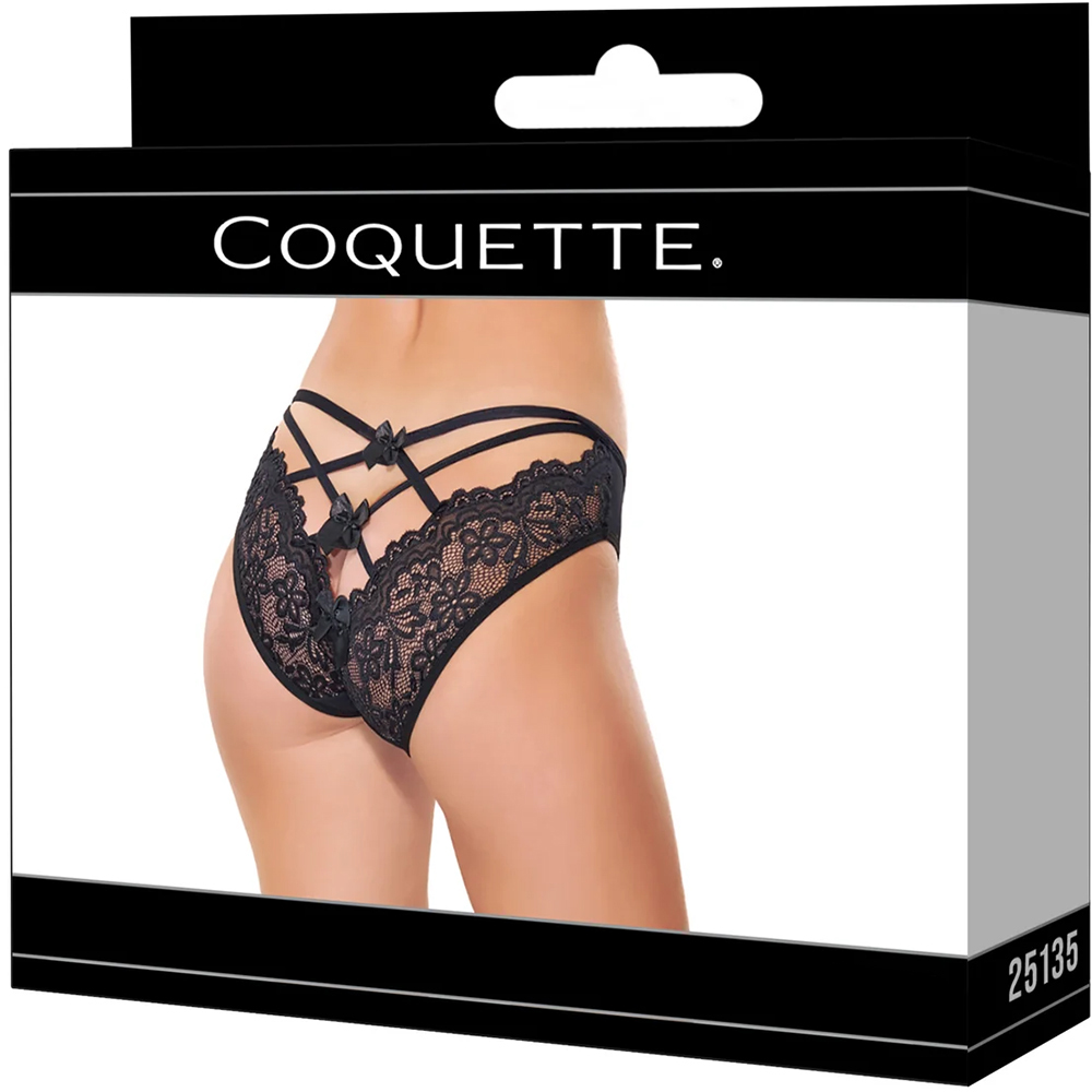 Coquette Open Back Bow Panty Black Small 1 Coquette Open Back Bow Panty Black Small