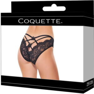 Coquette Open Back Bow Panty Black Large