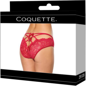 Coquette Open Back Bow Panty Red Small