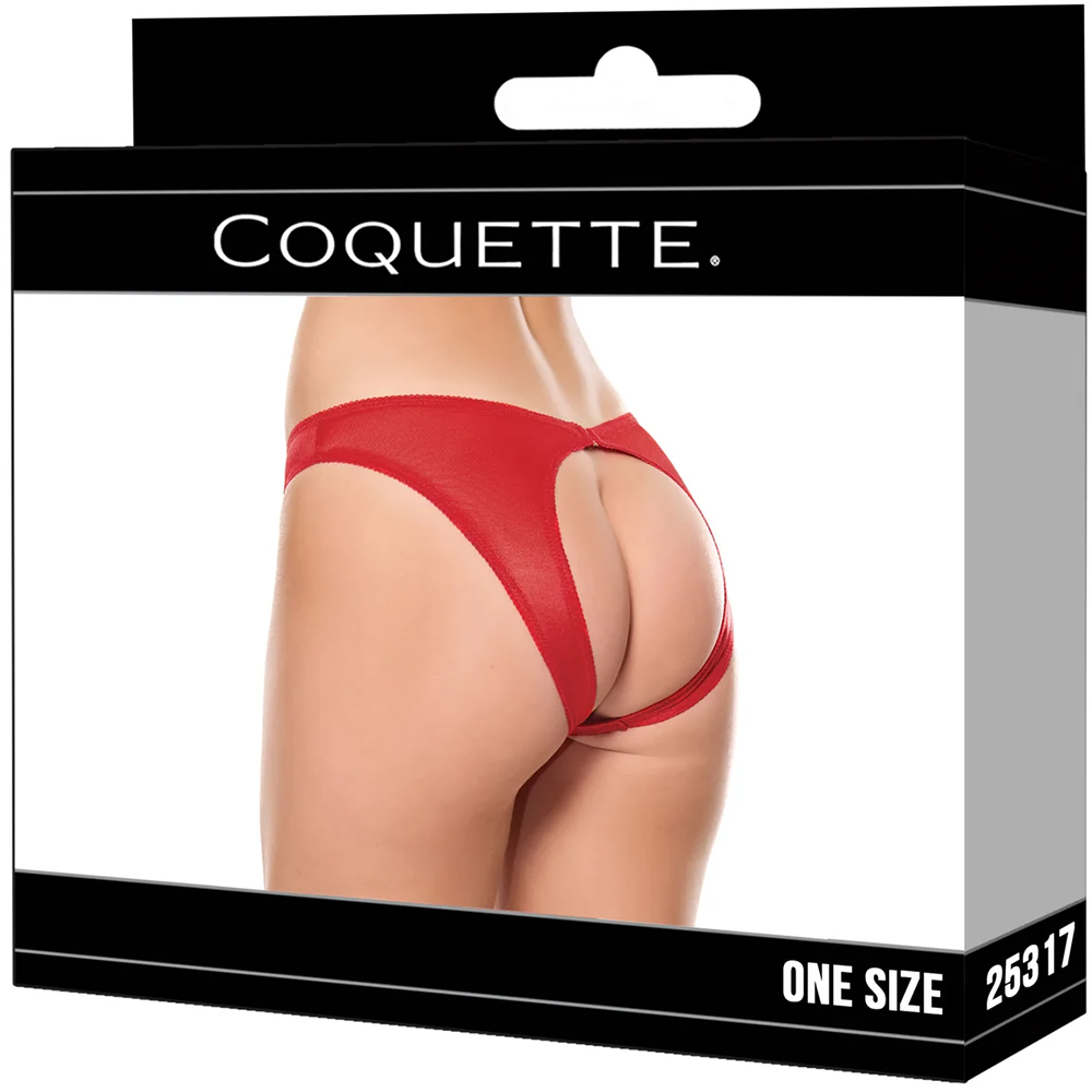 Coquette Knit Open Back Panty Red One Size 1 Coquette Knit Open Back Panty Red One Size