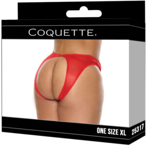 Coquette Knit Open Back Panty Red XL