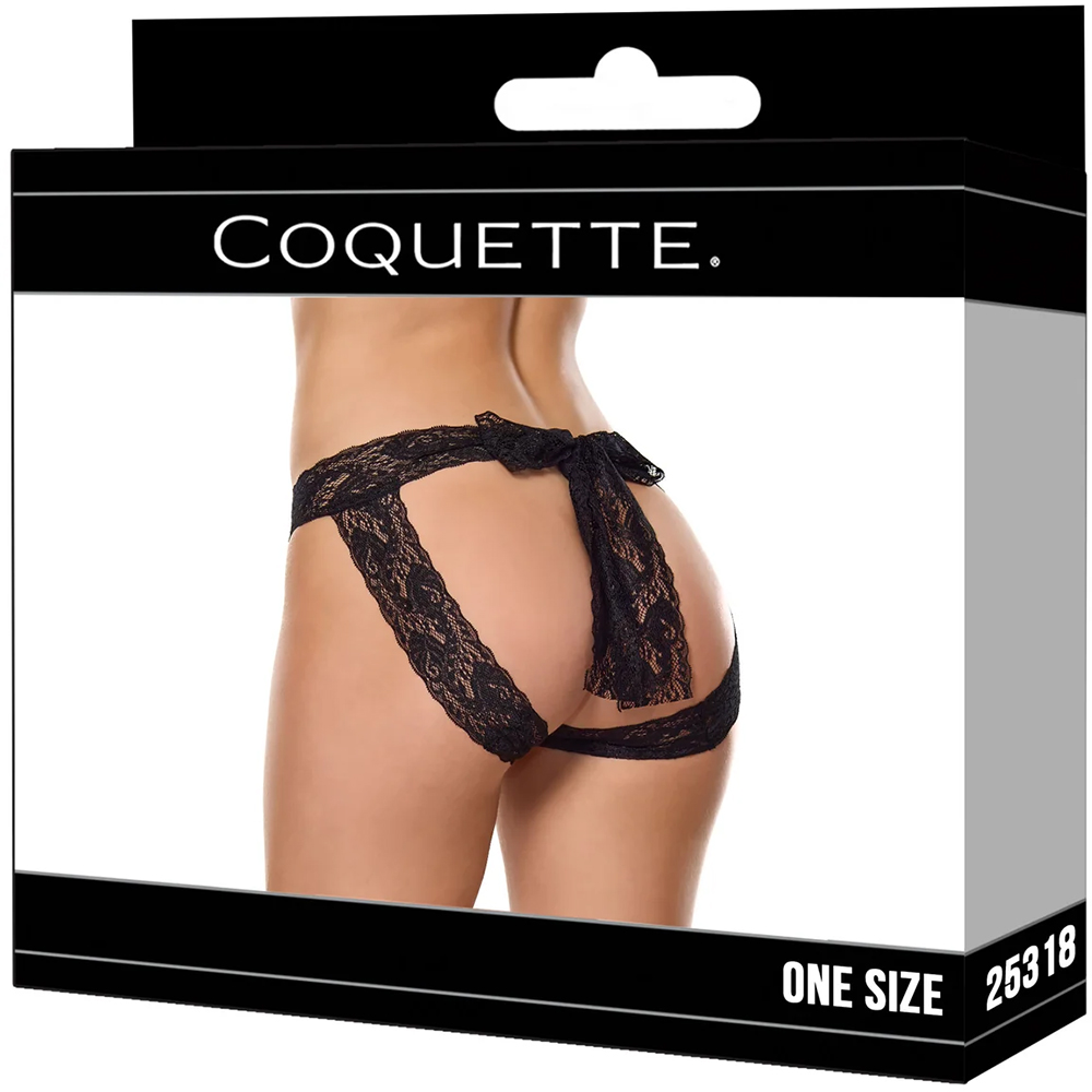 Coquette Lace Crotchless Panty Black One Size 1 Coquette Lace Crotchless Panty Black One Size