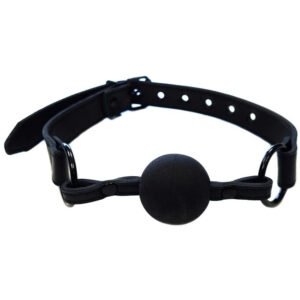 Rouge Leather Black Ball Gag With Black Hardware