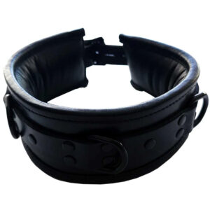 Rouge Leather Black Padded Collar With Black Hardware