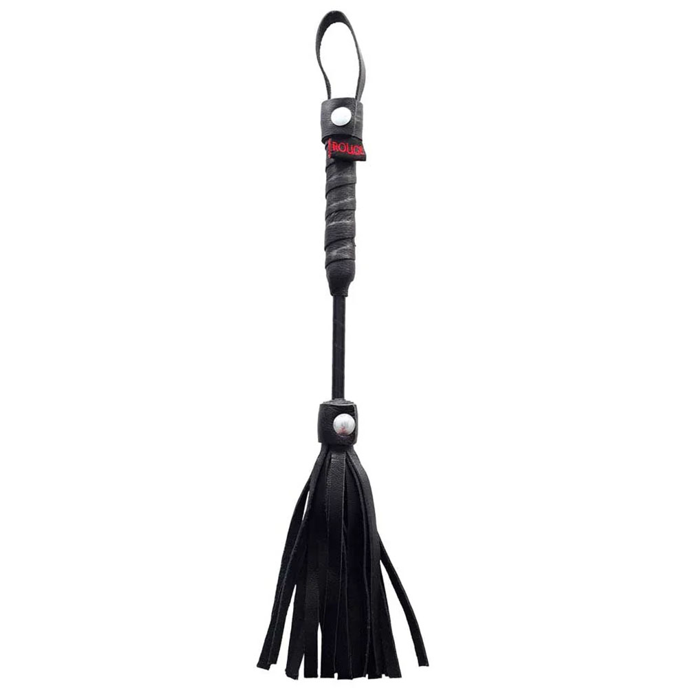 Rouge Leather Two Finger Flogger Black 1 Rouge Leather Two Finger Flogger Black