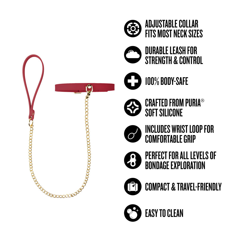 Temptasia Ardor Collar & Leash Red 2 Temptasia Ardor Collar & Leash Red - Image 2