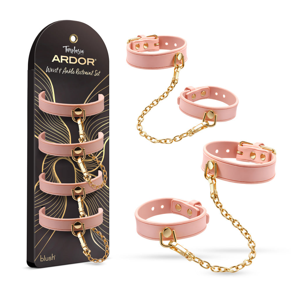 Temptasia Ardor Wrist & Ankle Restraints Pink 1 Temptasia Ardor Wrist & Ankle Restraints Pink